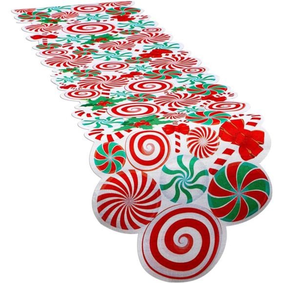 Christmas Table Runner Poinsettia | Table Runner Candy Table 71 x 14 Inches - Picture 7 of 7